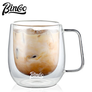 Bincoo แก้วกาแฟลาเต้ แบบสองชั้น ทนความร้อนสูง หนา ป้องกันน้ําร้อนลวก 350 มล. 450 มล.