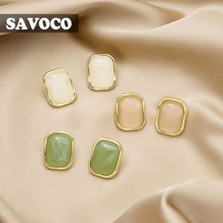 Savoco ต่างหูสตั๊ด เรซิน ทรงสี่เหลี่ยม เรขาคณิต เครื่องประดับแฟชั่น สไตล์วินเทจ สําหรับผู้หญิง SE132