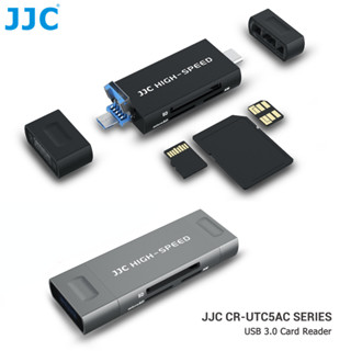 JJC 3-in-1 USB 3.0 เครื่องอ่านการ์ดความเร็วสูง, เครื่องอ่านการ์ดโทรศัพท์มือถือพร้อมพอร์ต USB 3.0/Type C/Micro USB 2.0 สำหรับการ์ด SD Micro SD NM, เข้ากันได้กับโทรศัพท์หรือแท็บเล็ต OTG