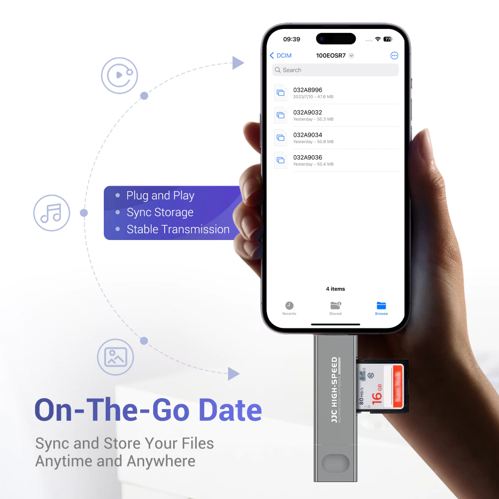 JJC Card Reader เครื่องอ่านการ์ดสมาร์ทโฟน Apple Lightning Android Type-C USB สําหรับการ์ดหน่วยความจํา SD SDHC SDXC MicroSD MicroSDHC MicroSDXC TF สำหรับ Apple 17 16 15 14 13 12 Pro Max Plus Mini thumbnail 7