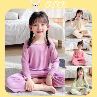 [Osee] ชุดนอนเด็กผู้หญิง แขนเก้าส่วน หกส่วน สีพื้น แฟชั่นฤดูร้อน สําหรับเด็กผู้หญิง 1-18 ปี