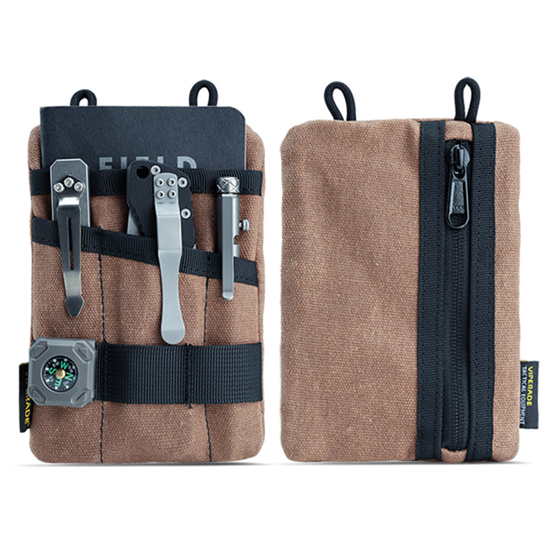 VIPERADE VE1-OW EDC กระเป๋า, กระเป๋าผ้าใบแว็กซ์, กระเป๋า EDC Organizer กระเป๋าสําหรับชาย, 3 ช่องเครื
