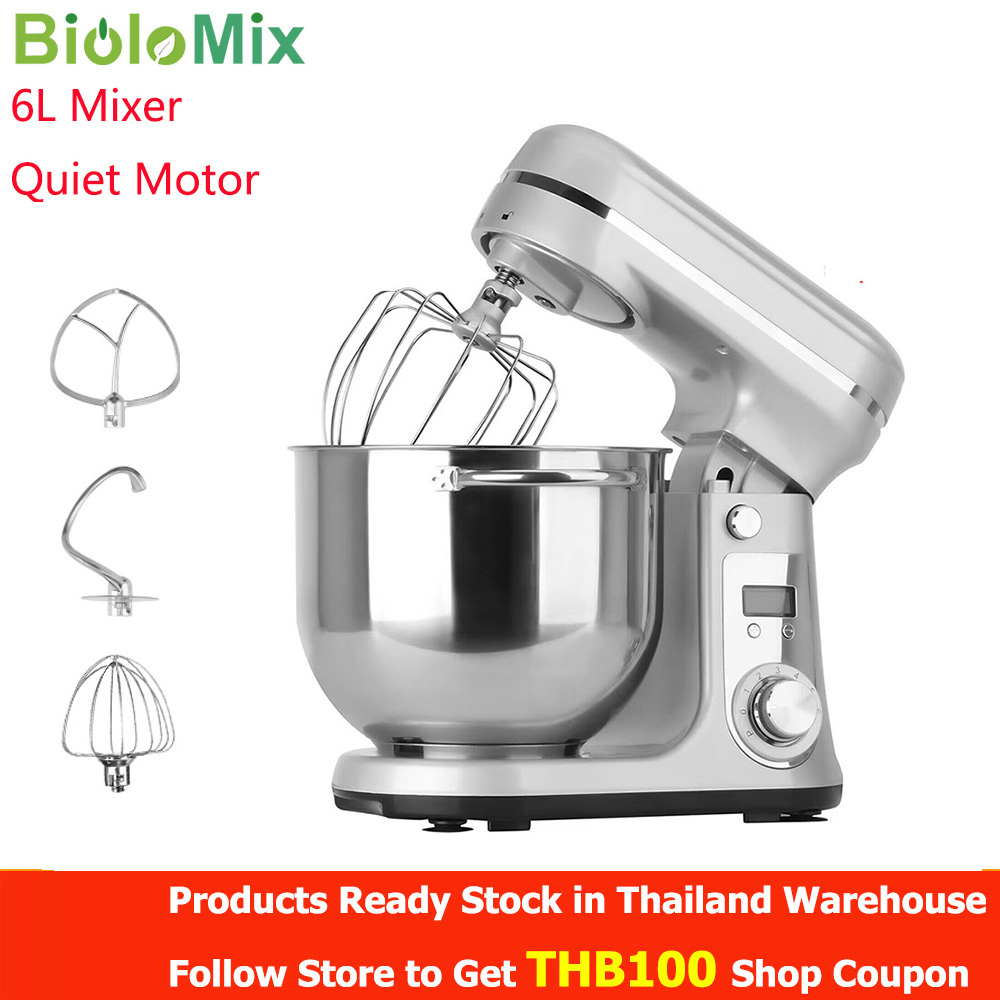 Biolomix เครื่องตีไข่ ตีแป้งโด 6 ลิตร 1200W DC มอเตอร์เงียบ 6 ความเร็ว สําหรับห้องครัว