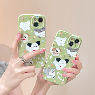 เคสโทรศัพท์มือถือ ลายสุนัขน่ารัก 3D จับจีบ ป้องกันกล้อง สําหรับ iPhone 14 13 12 11 Pro Max 2 In 1