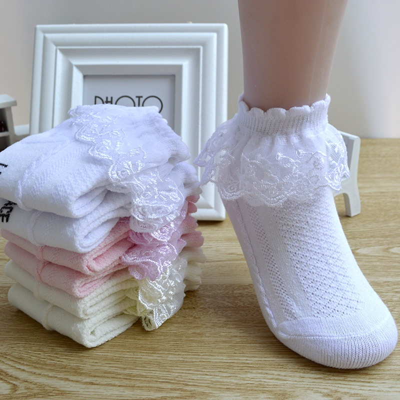 Socks 16 บาท ถุงเท้าลําลอง ผ้าฝ้าย แต่งลูกไม้ สไตล์เจ้าหญิง สําหรับเด็กผู้หญิง Baby & Kids Fashion