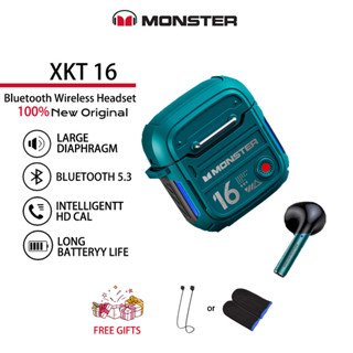 หูฟังบลูทูธ Monster XKT16 ชุดหูฟังไร้สายไร้สาย V5.3 สําหรับเล่นเกม หูฟังลดเสียงรบกวนเวลาแฝงต่