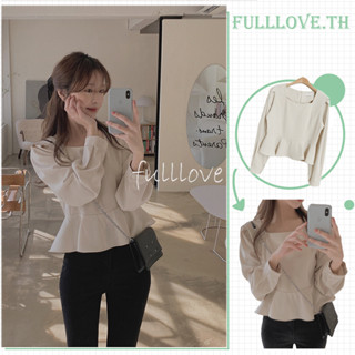 Fulllove เสื้อครอปท็อป คอสี่เหลี่ยม แต่งระบาย สไตล์ฝรั่งเศสเรโทร สําหรับผู้หญิง