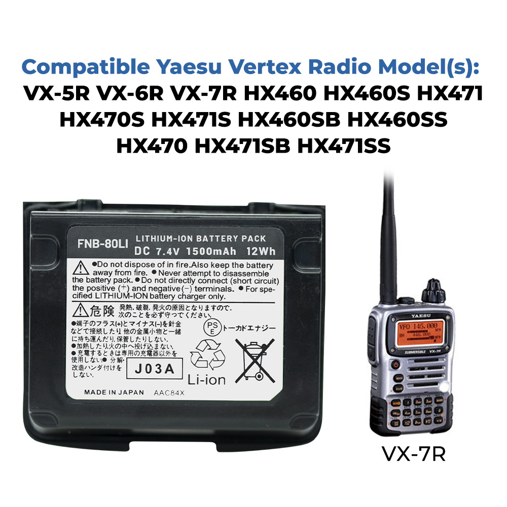 FNB-80Li FNB-58Li แบตเตอรี่สําหรับ Yaesu Vertex Standard Horizon VX-5R VX-6R VX-7R HX460 HX460S HX46