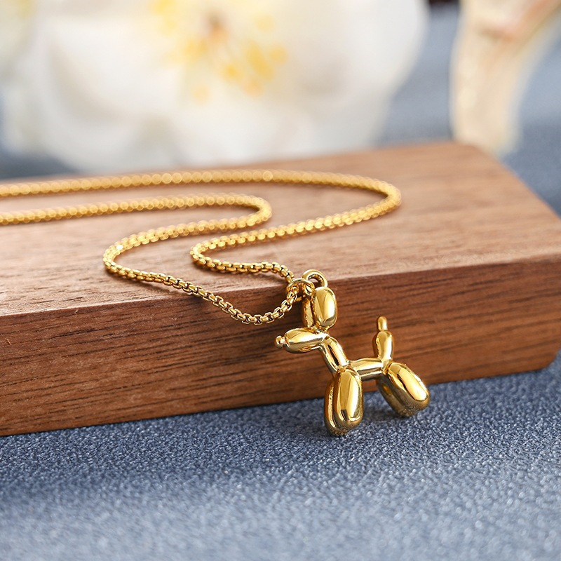 Ht Childlike น่ารักบอลลูนจี้สุนัขสร้อยคอเหล็กไทเทเนียม Niche Design Girls อุปกรณ์เสริม Clavicle Chain