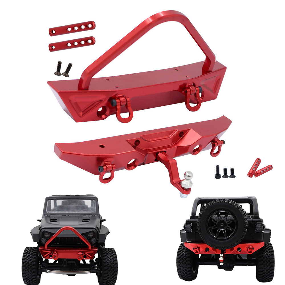 MN128 โลหะด้านหน้าด้านหลังกันชนพ่วง Hitch Shackles Winch Hole 1/12 RC Crawler MN128 MN 128 อะไหล่อัพ