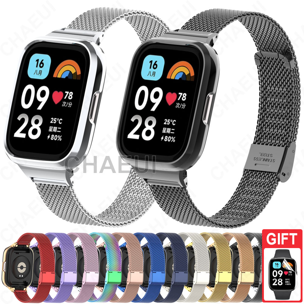 สร้อยข้อมือโลหะวงสายสแตนเลสสําหรับ Redmi Watch 6 5 4 3 Active 2 Lite / Mi Watch Lite
