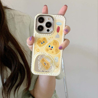 เคสป้องกันโทรศัพท์มือถือ แบบนิ่ม ลายชีสน่ารัก 3D มีกระจก สําหรับ iPhone 14PROMAX 12PROMAX 11 13PROMAX 14PRO