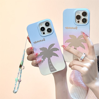 เคสโทรศัพท์มือถือ TPU นิ่ม สองด้าน ลายต้นมะพร้าว ไล่โทนสี สําหรับ iphone Case 14 Pro Max 13 Pro Max 12 Pro Max