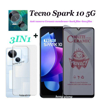 3in1 กระจกนิรภัย Tecno Spark 10 5G กระจกนิรภัย ป้องกันหน้าจอ Tecno Spark 10C หน้าจอ + ฟิล์มกล้อง + ฟิล์มด้านหลัง ตัวป้องกันเลนส์กล้อง