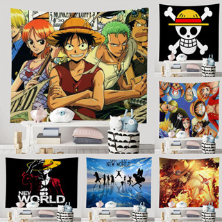 ผ้าแขวนพื้นหลัง ลายการ์ตูนอนิเมะ One Piece Luffy สไตล์ญี่ปุ่น สําหรับตกแต่งห้องนอน ห้องนั่งเล่น