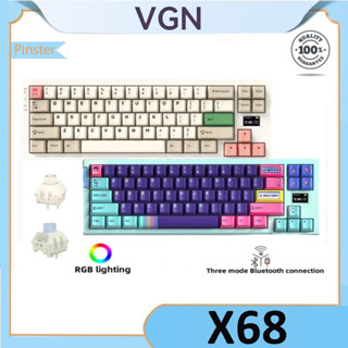 Vgn X68 ปะเก็นคีย์บอร์ดเกมมิ่งไร้สาย 65% RGB พร้อมหน้าจอแสดงผล