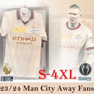 เสื้อกีฬาแขนสั้น ลายทีมชาติฟุตบอล MCI Man C Away 23-24 ชุดเยือน สําหรับผู้ชาย ไซซ์ S-4XL