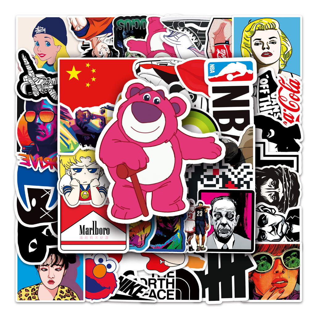 56 ชิ้นการ์ตูนตลกสติกเกอร์ภาพอินเทรนด์กันน้ํา Graffiti สําหรับ DIY แล็ปท็อปกระเป๋าเดินทางสติกเกอร์จักรยาน