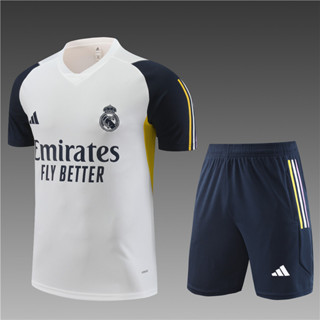 เสื้อกีฬาแขนสั้น ลายทีมฟุตบอล Real Madrid 2023-24 และกางเกงขาสั้น สําหรับเด็ก