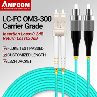 Ampcom OM3 LC-FC UPC 50/125 สายเคเบิลไฟเบอร์ออปติก รองรับการปรับแต่ง หลายโหมด