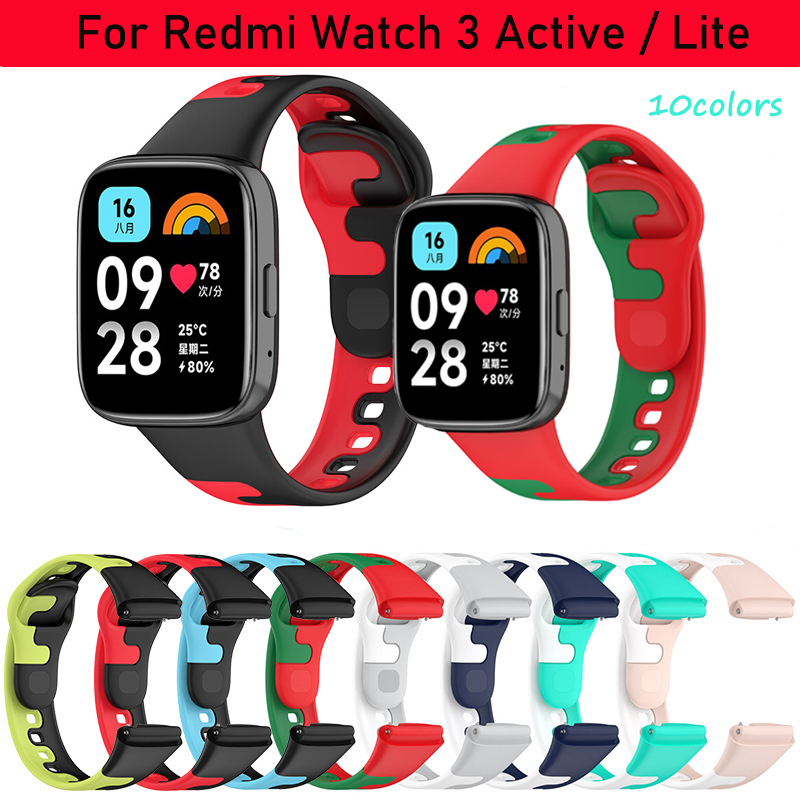 Redmi Watch 3 Active / 3 Lite สร้อยข้อมือสายซิลิโคนสองสี Smart Watch Replacement Wristband