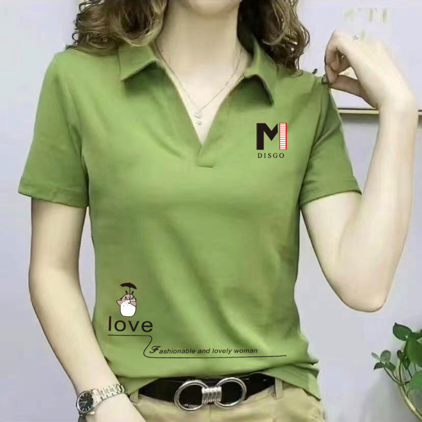 เสื้อโปโลแขนสั้น ผ้าไนล่อน ทรงหลวม ขนาดใหญ่ แฟชั่นฤดูร้อน สําหรับผู้หญิง ไซซ์ 5XL #279