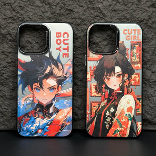 【chinoiserie/Oil painting series/Acrylic hard case/Blue】เคส compatible for iPhone 11 12 13 14 pro max case