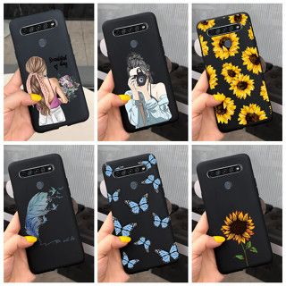 เคสโทรศัพท์มือถือ ซิลิโคนนิ่ม ลายดอกทานตะวัน สีดํา สําหรับ LG K61 2020 K 61 LM-Q630