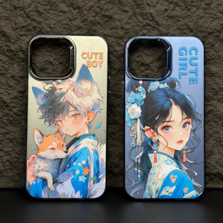 【chinoiserie/Oil painting series/Acrylic hard case/Green】เคส compatible for iPhone 11 12 13 14 pro max case