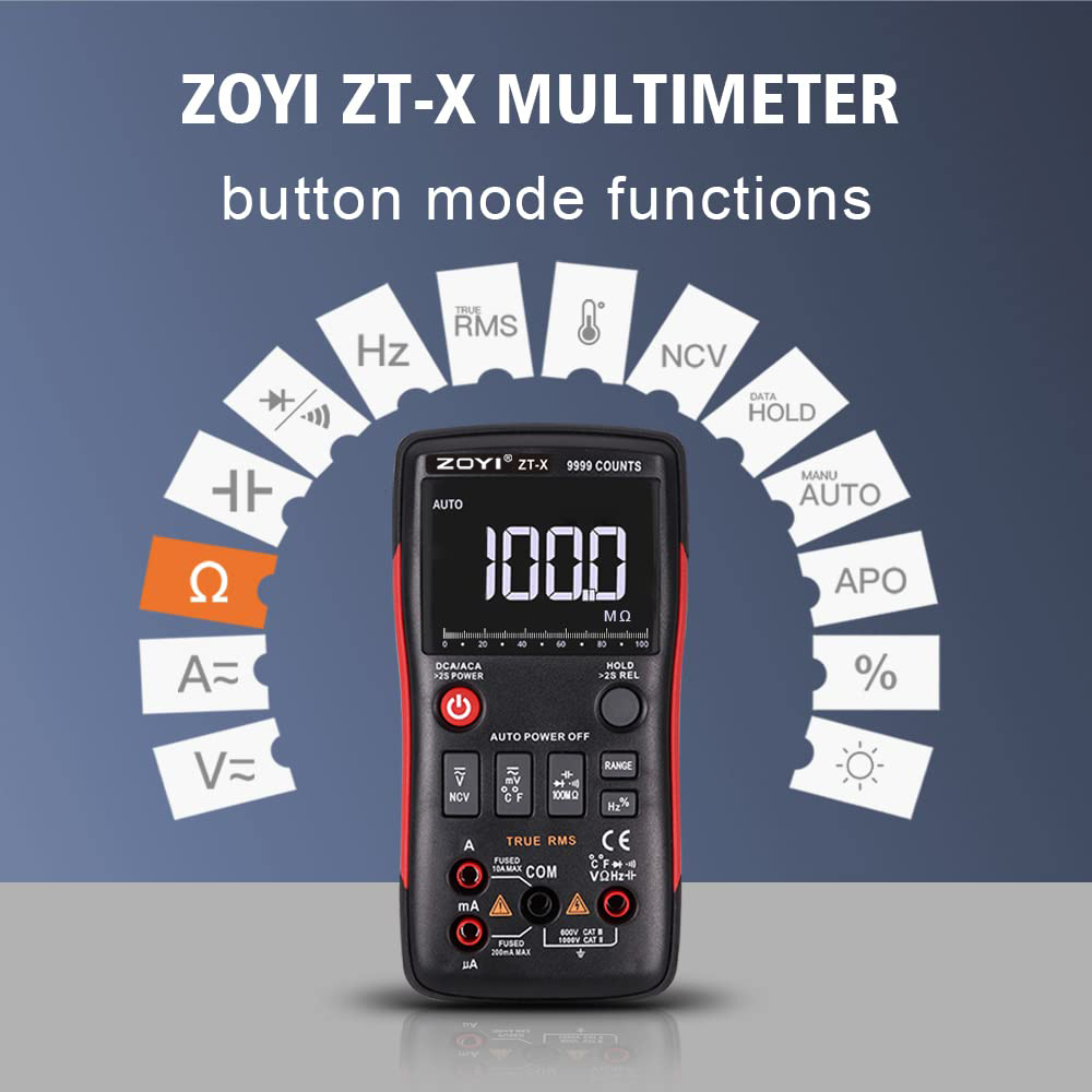 ZOYI ZT-X ดิจิตอลมัลติมิเตอร์ 9999 นับ AC DC โวลต์มิเตอร์อัตโนมัติช่วงทดสอบอุณหภูมิความจุ Multimeter