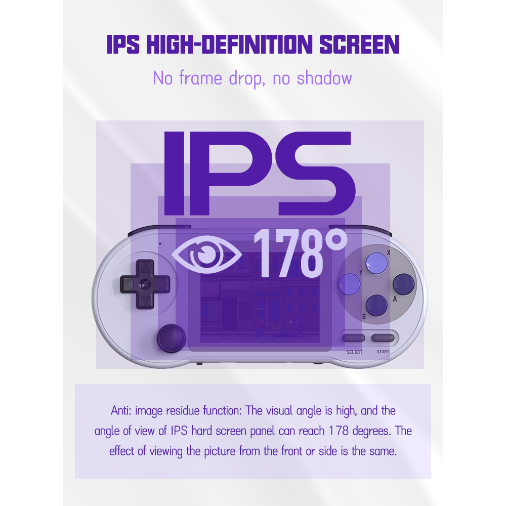 เกมคอนโซลวิดีโอเกม ขนาดเล็ก แบบพกพา 6000 เกม หน้าจอ IPS 3.0 นิ้ว รองรับผู้เล่นสองคน สําหรับ GBA Sega SNES