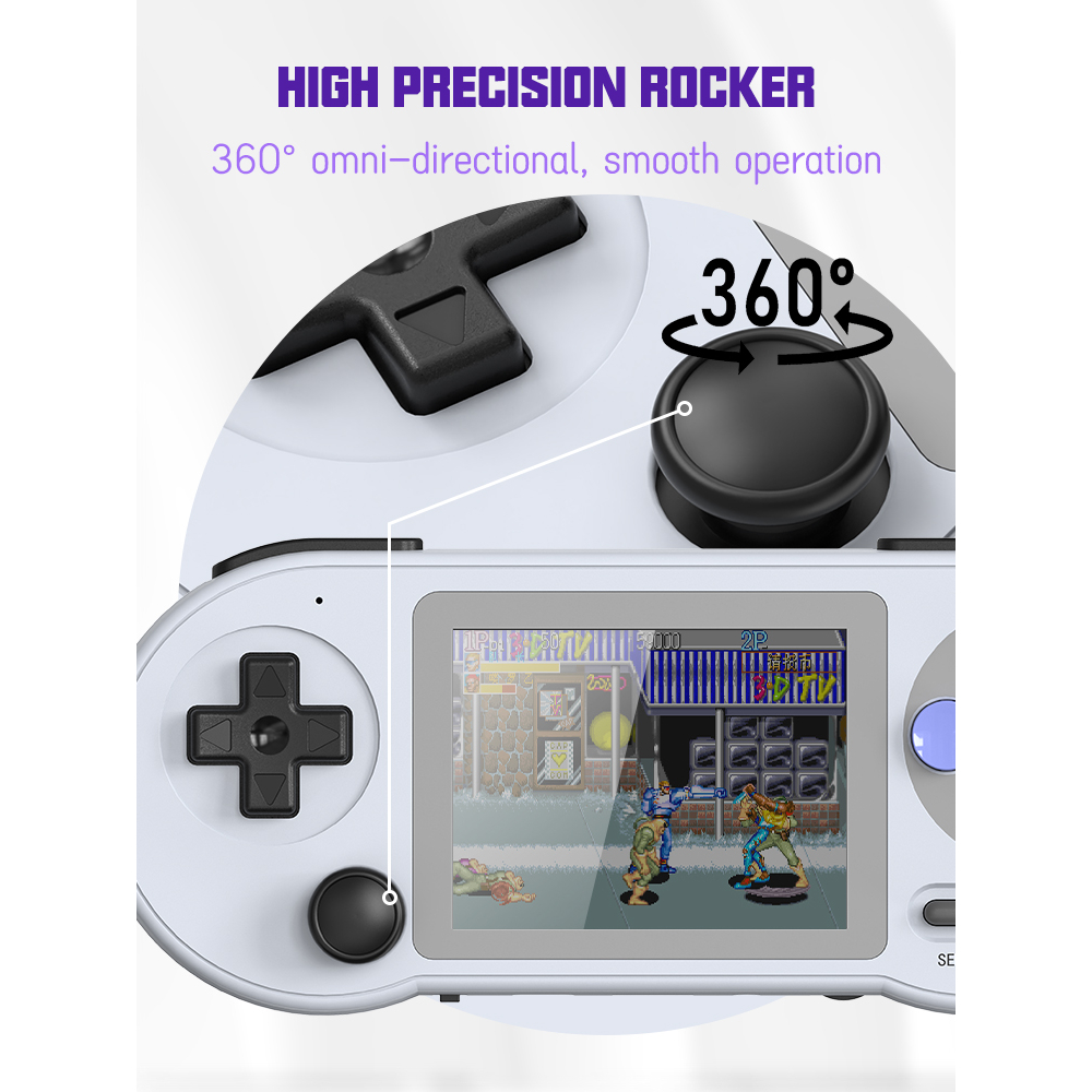 เกมคอนโซลวิดีโอเกม ขนาดเล็ก แบบพกพา 6000 เกม หน้าจอ IPS 3.0 นิ้ว รองรับผู้เล่นสองคน สําหรับ GBA Sega SNES