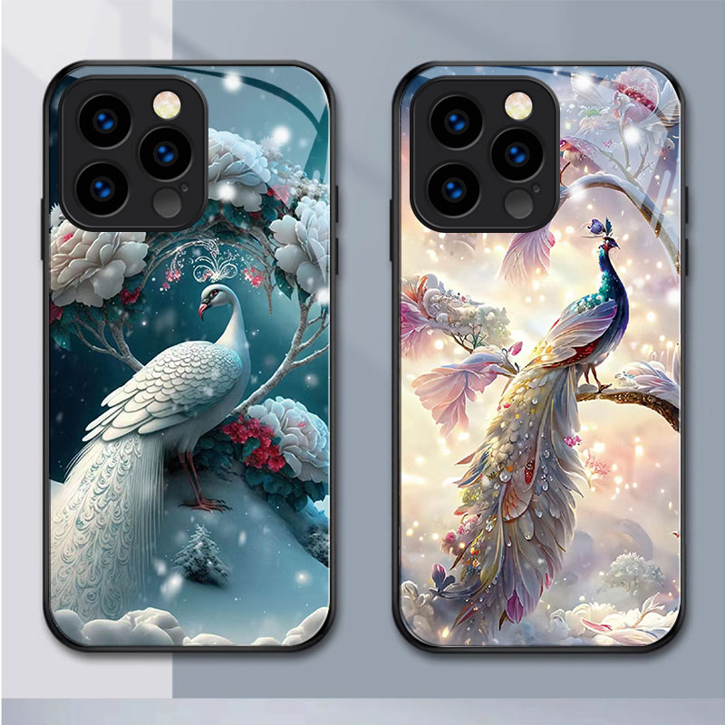 Zz เคสโทรศัพท์มือถือแบบแก้ว กันกระแทก ลายเจ้าหญิงนกยูง Diy สําหรับ iPhone 11 pro 14 Promax 6s plus 13 12 mini XS max XR 7plus 8 SE X