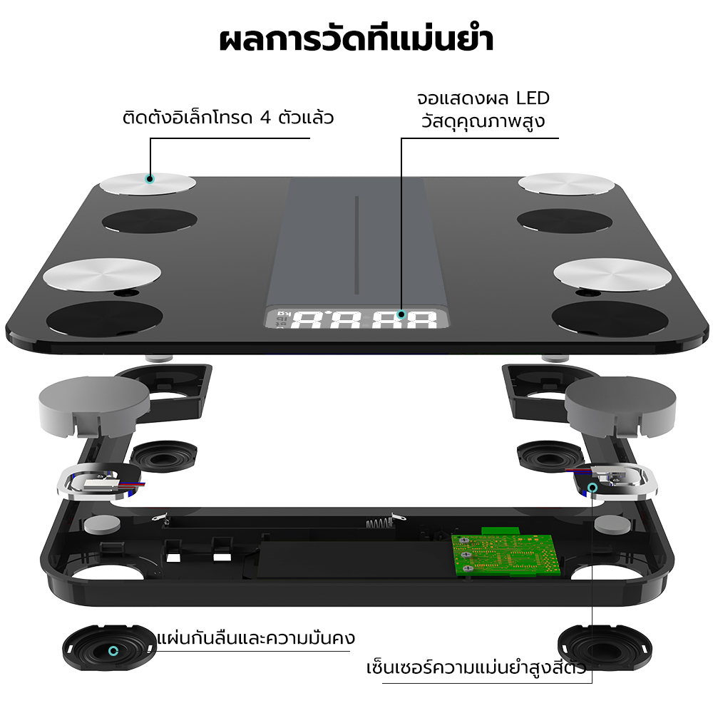 Insmart 14in1 Bluetooth BMI เครื ่ องชั ่ งน ้ ําหนักเครื ่ องชั ่ งน ้ ําหนักไขมันในร ่ างกายอัจฉริยะการวัดไขมันด ้ วยแอปอัจฉริยะ - รูปที่ 2