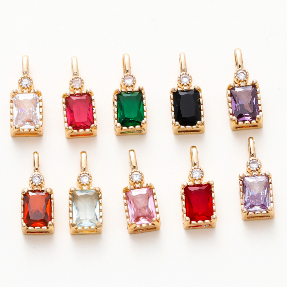 จี้ลูกปัดทอง18K ✓ทรงสี่เหลี่ยม ✓ไม่จาง ✓6ชิ้น งานDIYสร้อยคอ-สร้อยข้อมือ