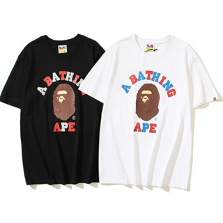 Bape เสื้อยืดแขนสั้น ผ้าฝ้าย พิมพ์ลาย แฟชั่นสําหรับผู้ชาย และผู้หญิง