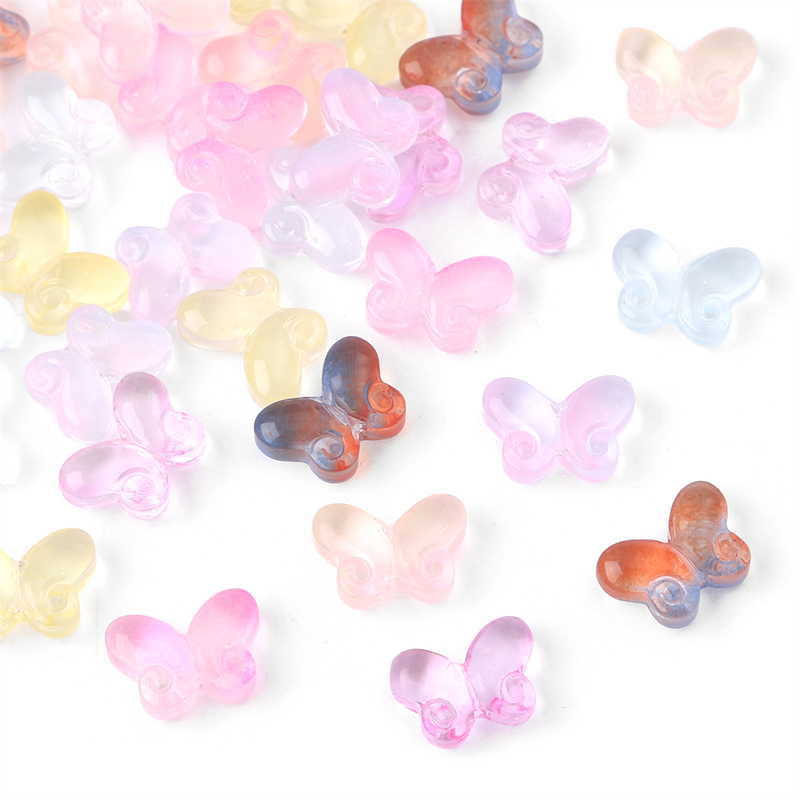 20 ชิ้น/ถุง 10x14 มม.Multicolor น่ารักการ์ตูนผีเสื้อลูกปัดแก้วสําหรับสร้อยข้อมือสร้อยคอต่างหู DIY Jewellery Craft ทํา