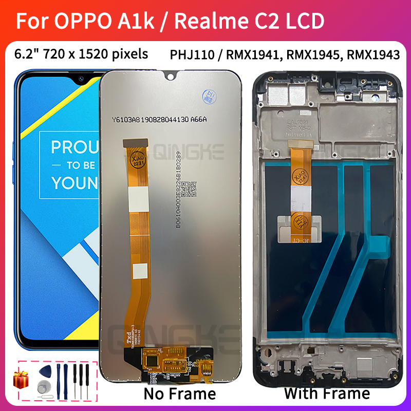 อะไหล่หน้าจอสัมผัสดิจิทัล LCD แบบเปลี่ยน สําหรับ OPPO Realme C2 RMX1941 RMX1945 A1K CPH1923