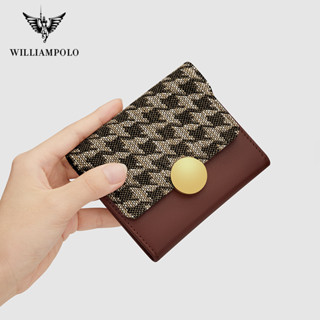 Williampolo กระเป๋าสตางค์ ใบสั้น แบรนด์หรู พร้อมหัวเข็มขัด ใส่บัตรได้ สําหรับผู้หญิง