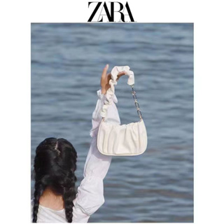 Zara กระเป๋าสะพายไหล่ ทรงเมสเซนเจอร์ ระดับไฮเอนด์ แต่งจับจีบ หรูหรา สําหรับผู้หญิง 2023