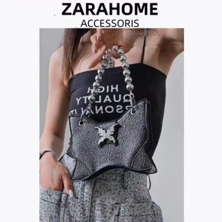 Zara Niche ของแท้ กระเป๋าสะพายไหล่ ขนาดมินิ ลายผีเสื้อ แต่งสายโซ่คล้อง เหมาะกับใส่โทรศัพท์มือถือ สําหรับสตรี Y2K