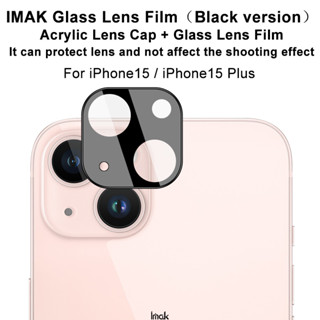 Imak For iPhone 15 Plus Obsidian Edition HD เลนส์ฟิล์ม + ฝาปิดเลนส์ 2 in 1 Tempered Glass Lens Protector Film