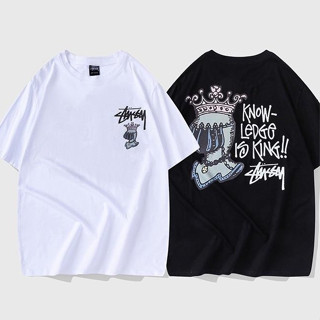 เสื้อยืดแขนสั้น คอกลม ผ้าฝ้าย พิมพ์ลาย Stussy combed สําหรับผู้ชาย และผู้หญิง