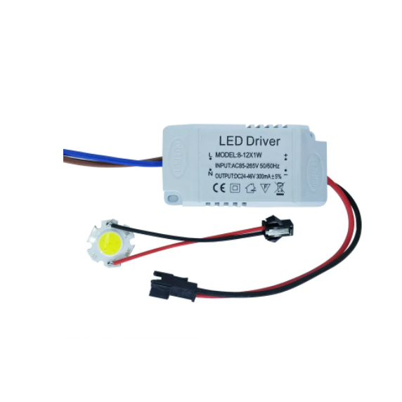 3W 5W 7W 10W COB LED + ไดร์เวอร์แหล่งจ่ายไฟในตัวกระแสคงที่แสง 85-265V เอาต์พุต 300mA Transformer DIY high brightnes