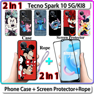 เคส 2 IN 1 สําหรับ Tecno Spark 10 5G KI8 เคส พร้อมกระจกนิรภัยโค้ง ป้องกันหน้าจอเซรามิค การออกแบบที่แข็งแกร่งและมินนี่