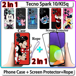 เคส 2 IN 1 สําหรับ Tecno Spark 10 KI5q เคส พร้อมกระจกนิรภัยโค้ง ป้องกันหน้าจอเซรามิค การออกแบบที่แข็งแกร่งและมินนี่