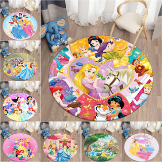 Disney Princess พรมปูพื้น ทรงกลม ลายการ์ตูนเจ้าหญิง กันลื่น สําหรับห้องนอน ห้องนั่งเล่น บ้าน