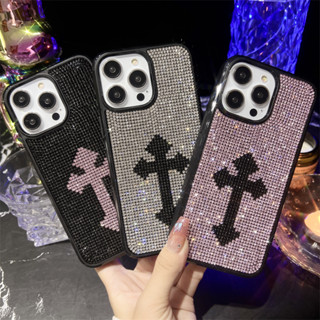 เคสซิลิโคน ประดับเพชร พลอยเทียม กลิตเตอร์ หรูหรา สําหรับ iPhone 15 14 12 13 14 Pro Max