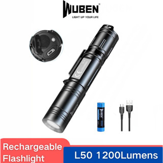 Wuben L50 ไฟฉาย OSRAM LED USB ชาร์จได้ พร้อมแบตเตอรี่ 18650 กันน้ํา สําหรับตั้งแคมป์