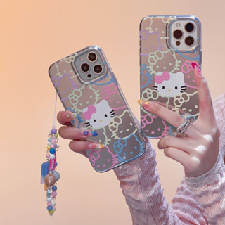 เคสโทรศัพท์มือถือ ชุบไฟฟ้า ลายเส้นน่ารัก พร้อมสายโซ่ลูกปัด สําหรับ iPhone 14Pro max case 13Pro max 12Pro max 14Pro 13Pro 12Pro 11 12 13 14 case